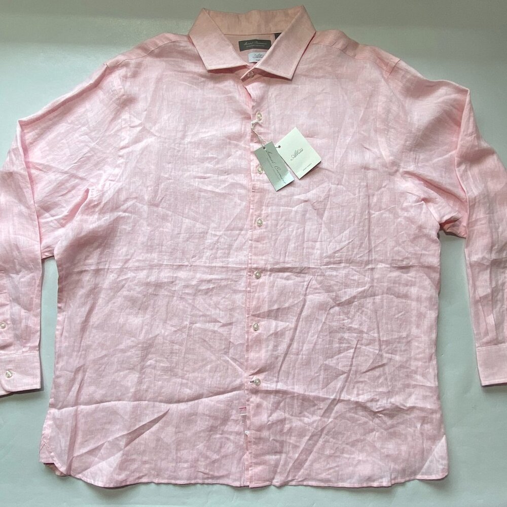 NEW Size XXL Mens Cremieux Signature Long Sleeve Button Down Shirt Linen Pink